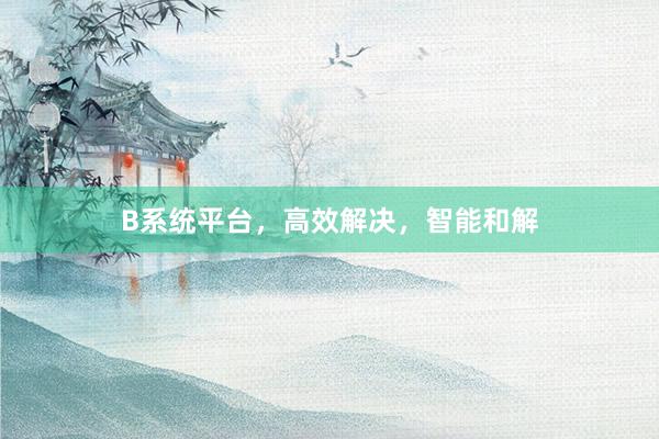 B系统平台，高效解决，智能和解